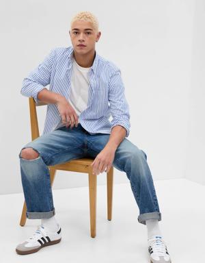 All-Day Poplin Shirt in Untucked Fit blue