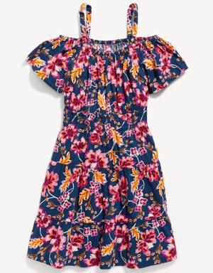 Old Navy Off-The-Shoulder Tiered Swing Dress for Girls blue
