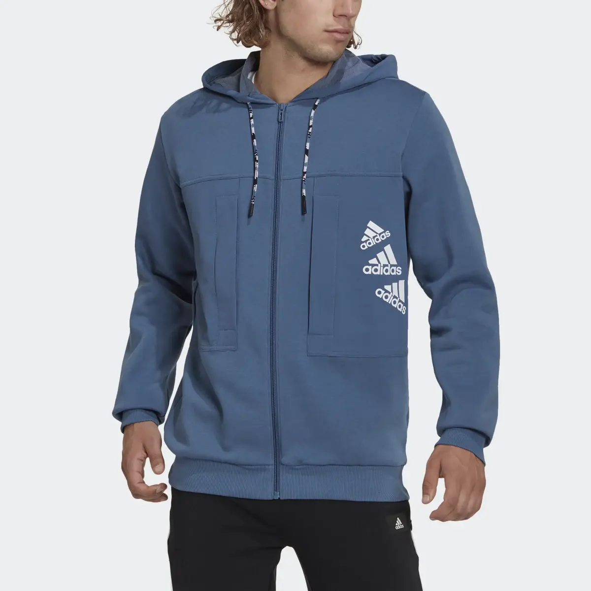 Adidas Essentials BrandLove Fleece Full-Zip Hoodie. 1