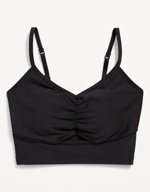 Old Navy Light Support PowerSoft Ruched Sports Bra for Women black