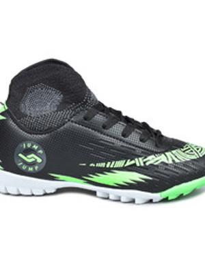 28383 Siyah - Yeşil Halı Saha Çoraplı Çocuk Krampon Futbol Ayakkabısı