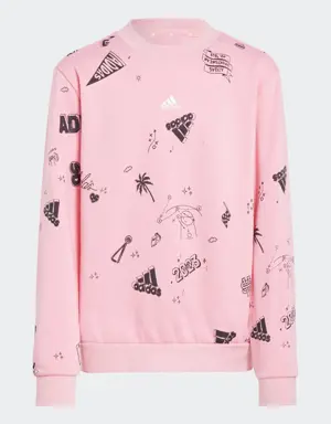Adidas Brand Love Allover Print Crew Sweatshirt Kids