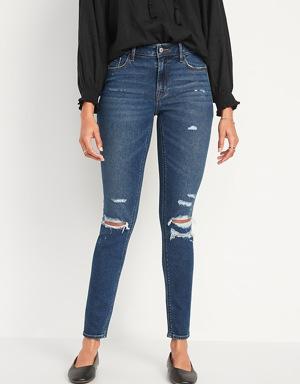 Mid-Rise Rockstar Super-Skinny Ripped Jeans for Women