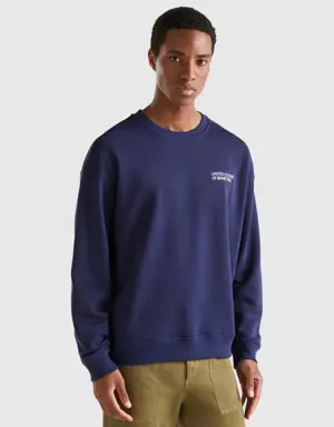 crew neck sweatshirt with logo print