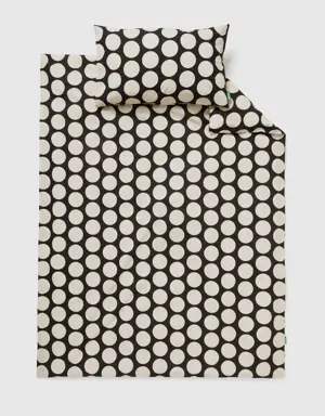 single duvet cover set in black with white polka dots