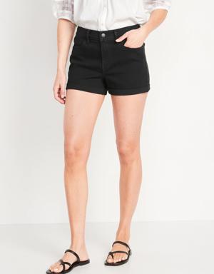 Mid-Rise Wow Black Jean Shorts for Women -- 3-inch inseam black