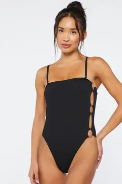 Forever 21 Forever 21 O Ring One Piece Swimsuit Black. 2