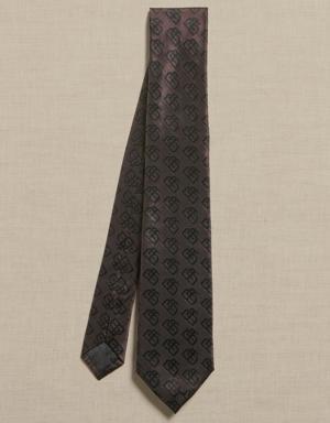 Silk Jacquard Monogram Tie brown