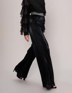 WIDE LEG SILVER BELTED PANT