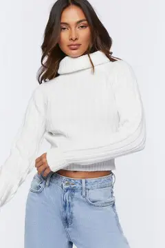 Forever 21 Forever 21 Ribbed Turtleneck Sweater White. 2