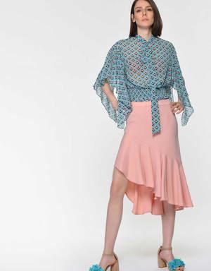 Asymmetric Powder Flounce Skirt