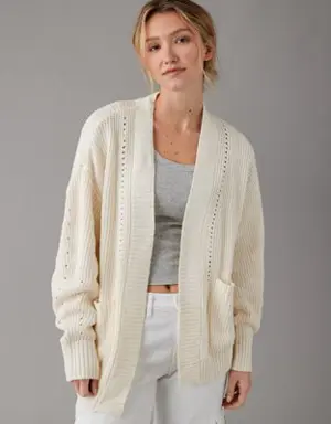 Pointelle-Knit Cardigan