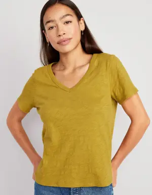 Old Navy EveryWear V-Neck Slub-Knit T-Shirt for Women yellow
