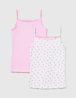 two patterned camisole tops in stretch cotton