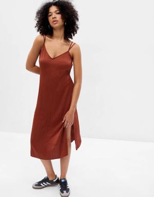 Pleated Midi Slip Dress brown