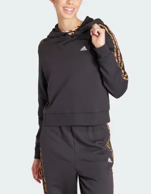 Essentials 3-Stripes Animal Print Relaxed Hoodie