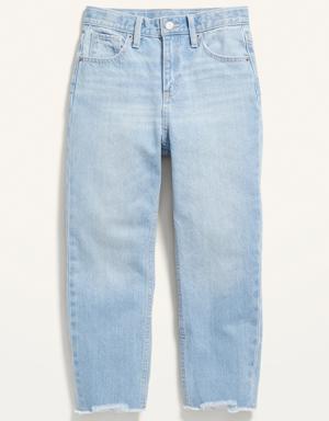 High-Waisted Slouchy Straight Jeans for Girls blue