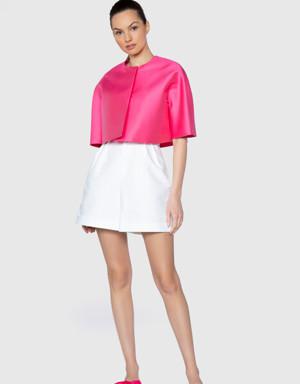 Short Sleeve Pink Crop Jacket