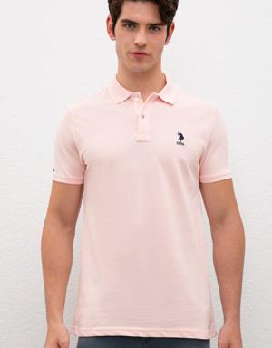Erkek Açık Pembe Polo Yaka T-Shirt Basic