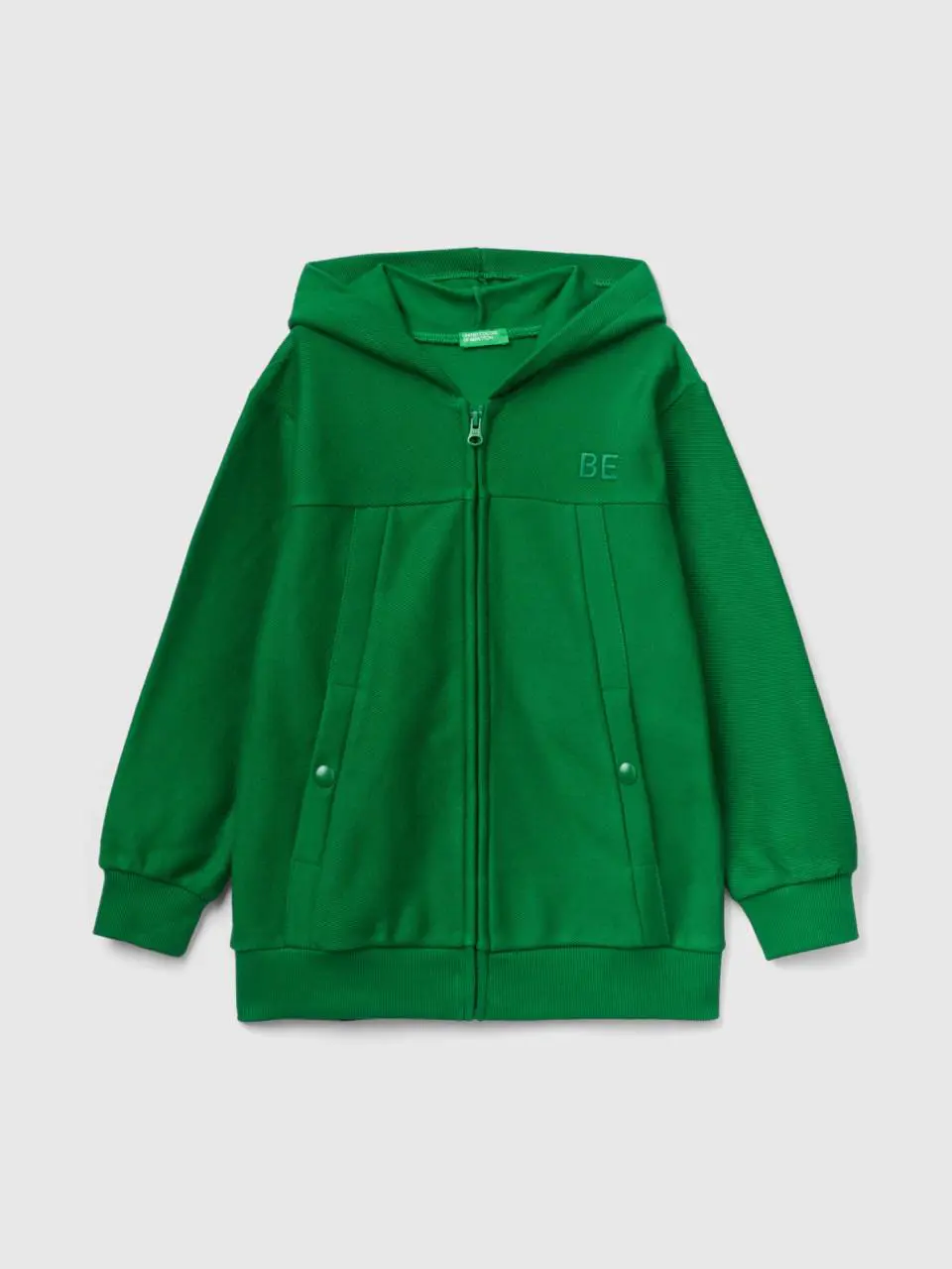 Benetton zip-up sweatshirt with "be" embroidery. 1