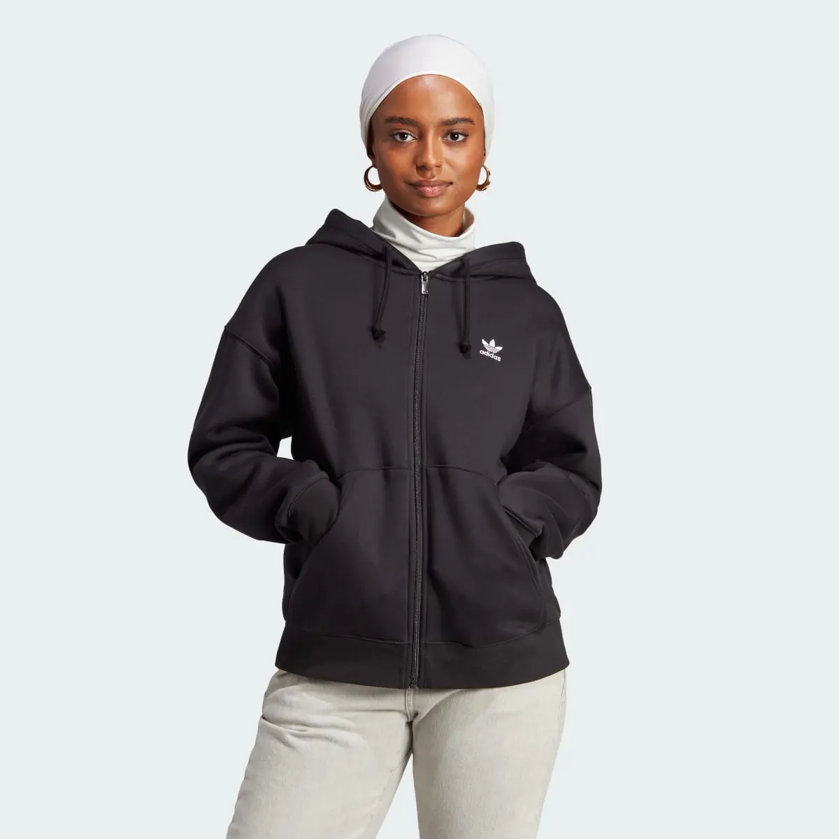 Adidas Essentials Full-Zip Boyfriend Hoodie. 2