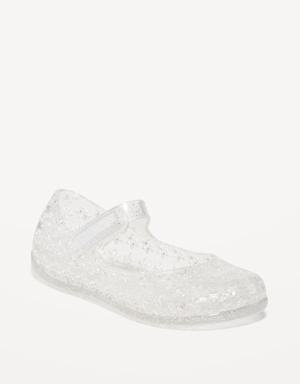 Glitter-Jelly Mary-Jane Flats for Toddler Girls silver