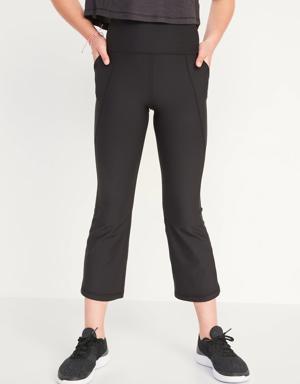 Old Navy High-Waisted PowerSoft Cropped Flared Performance Leggings for Girls black