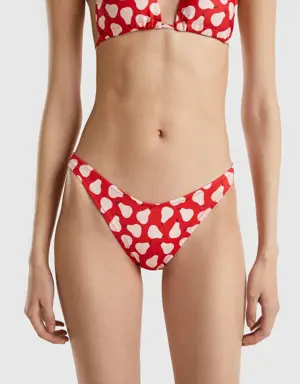 red swim bottoms with pear pattern