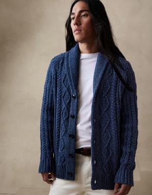 Raoul Cotton Cable Cardigan blue