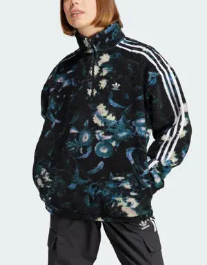 Allover Print Flower Fleece Jacket