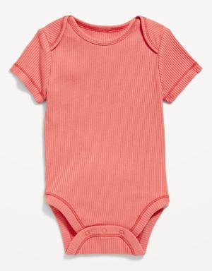 Unisex Short-Sleeve Rib-Knit Bodysuit for Baby red