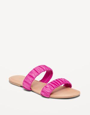 Old Navy Faux-Leather Ruched Sandals for Women red