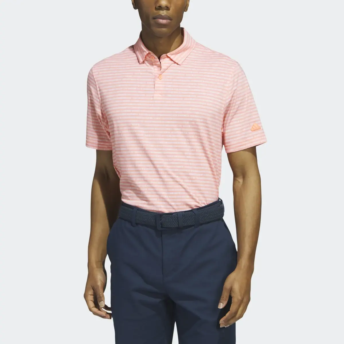 Adidas Go-To Striped Golf Polo Shirt. 1