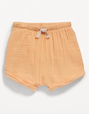 Unisex Double-Weave Pull-On Shorts for Baby yellow
