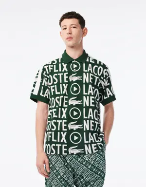 Lacoste Men’s Lacoste x Netflix Loose Fit Organic Cotton Print Polo Shirt