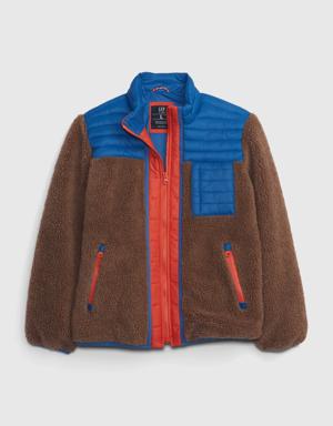 Kids Sherpa Tech Zip-Up Jacket brown