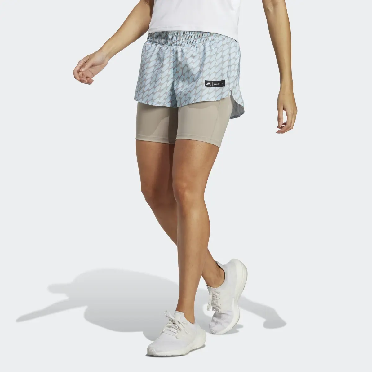 Adidas x Marimekko Run Icons 3 Bar Logo 2-in-1 Running Shorts. 1