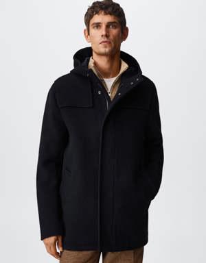 Hooded wool coat