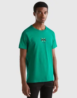 forest green t-shirt in organic cotton with logo print