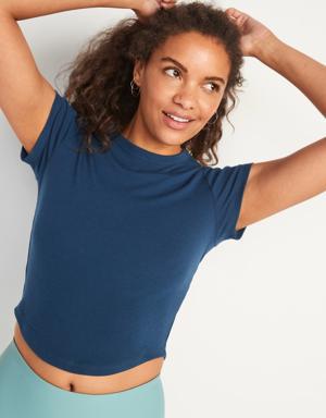 Old Navy UltraLite Cropped Rib-Knit T-Shirt for Women blue