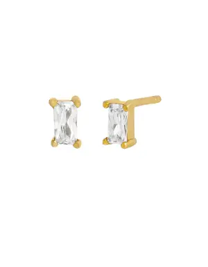 Tiny Baguette Stud Earring gold