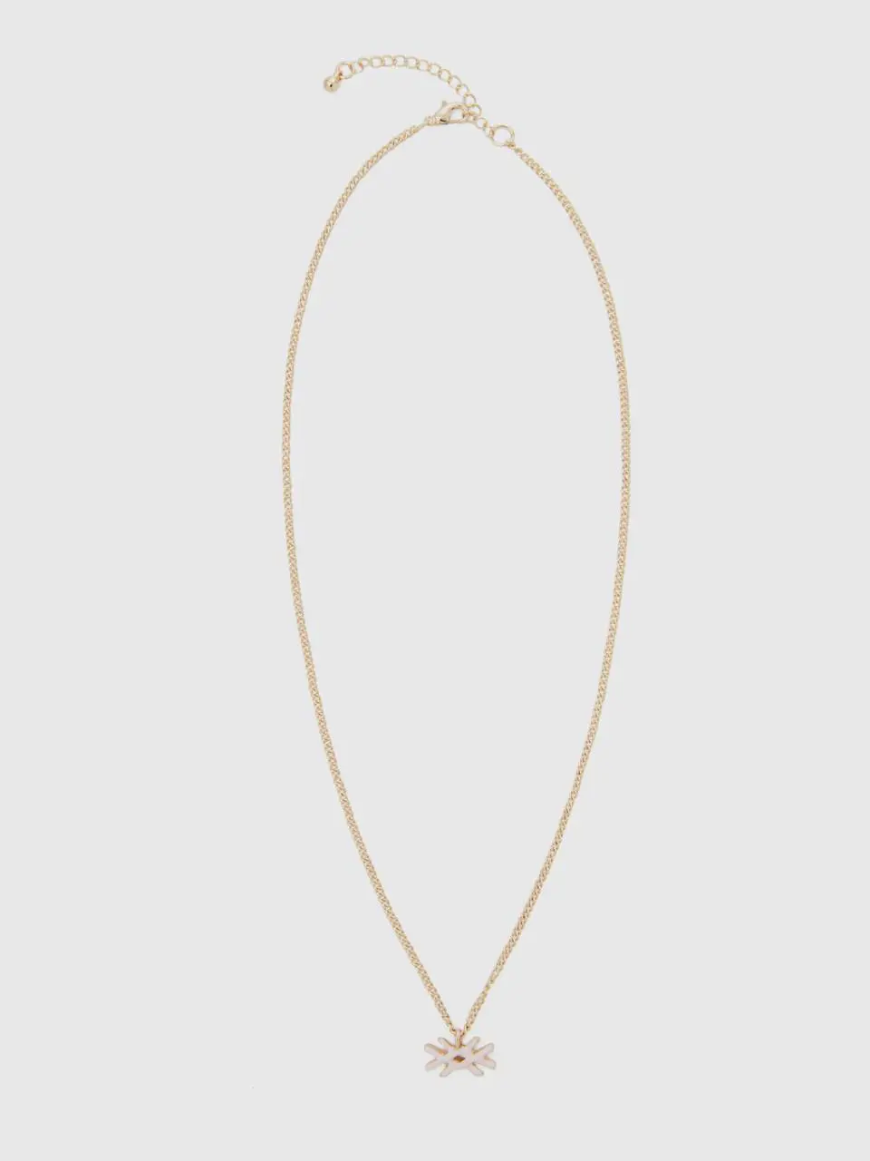 Benetton necklace with light pink logo pendant. 1
