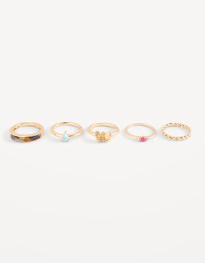 Real Gold-Plated Rings 5-Pack for Women gold