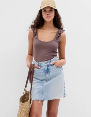 Mini Rib Flutter Tank Top brown