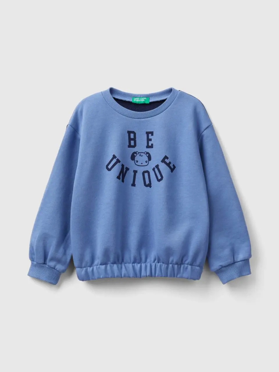 Benetton color block sweatshirt with print. 1