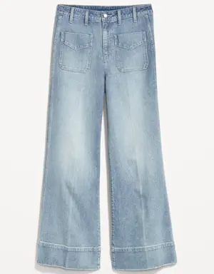 Extra High-Waisted Trouser Wide-Leg Jeans for Women blue