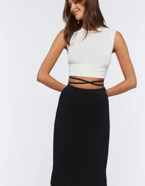 Forever 21 Crisscross Wraparound Midi Skirt Black