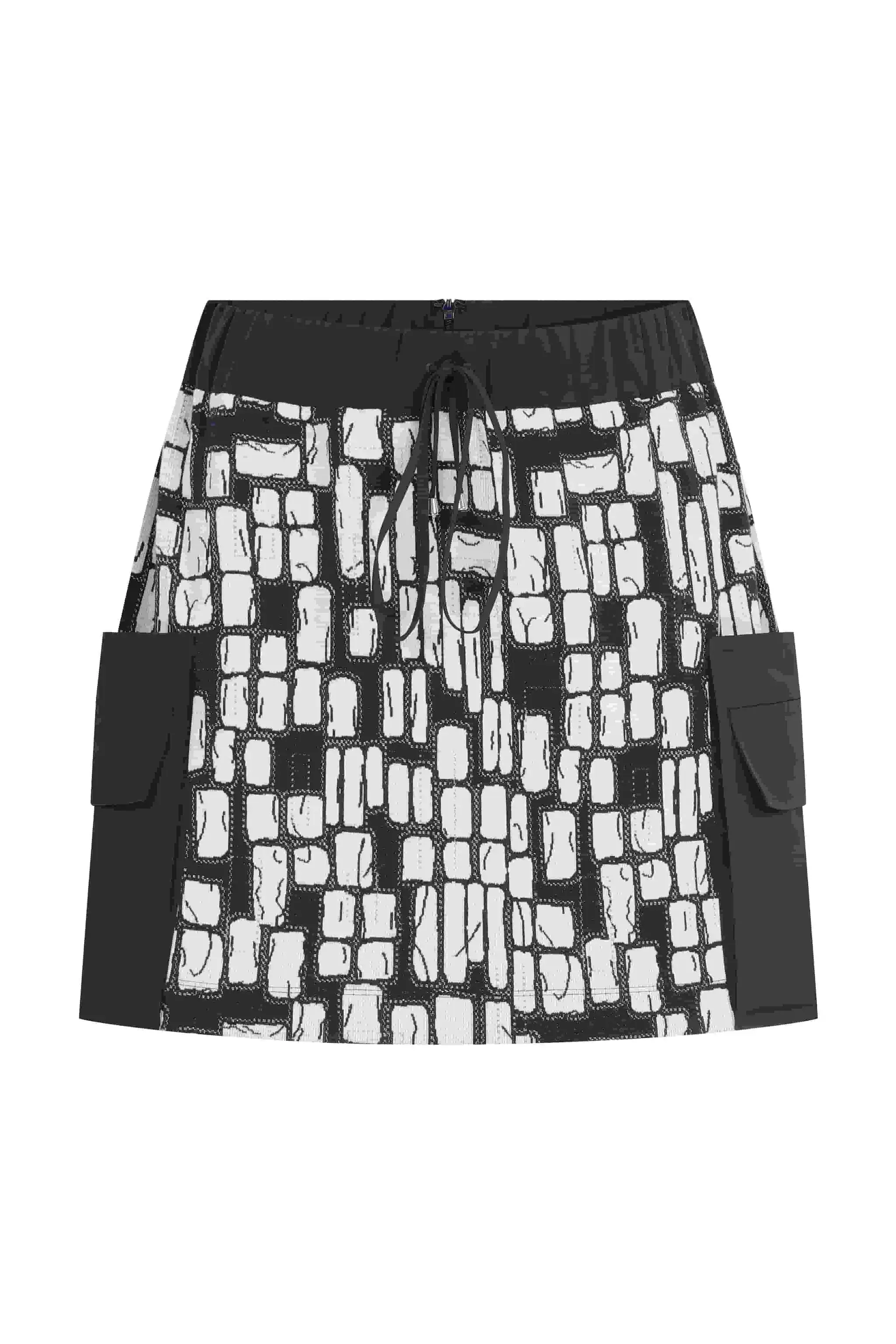 Roman Side Pockets Square Patterned Mini Skirt - 4 / Original. 1