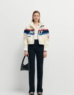 Cotton racing jacket with patches
