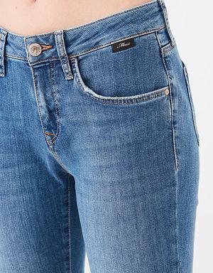 Ada Gölgeli Mavi Vintage Jean Pantolon